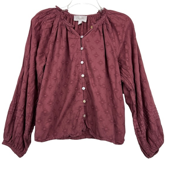 Anthropologie Cleobella Antonia Boho Puff Sleeve Button Blouse - Picture 2 of 7